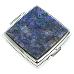 Таблетница карманная квадратная c 2-мя отделениями с зеркалом и накладкой из натурального камня Лазурит Silver Stone Pillboxes варинант исполнения - 1 | Loft Concept в Кирове