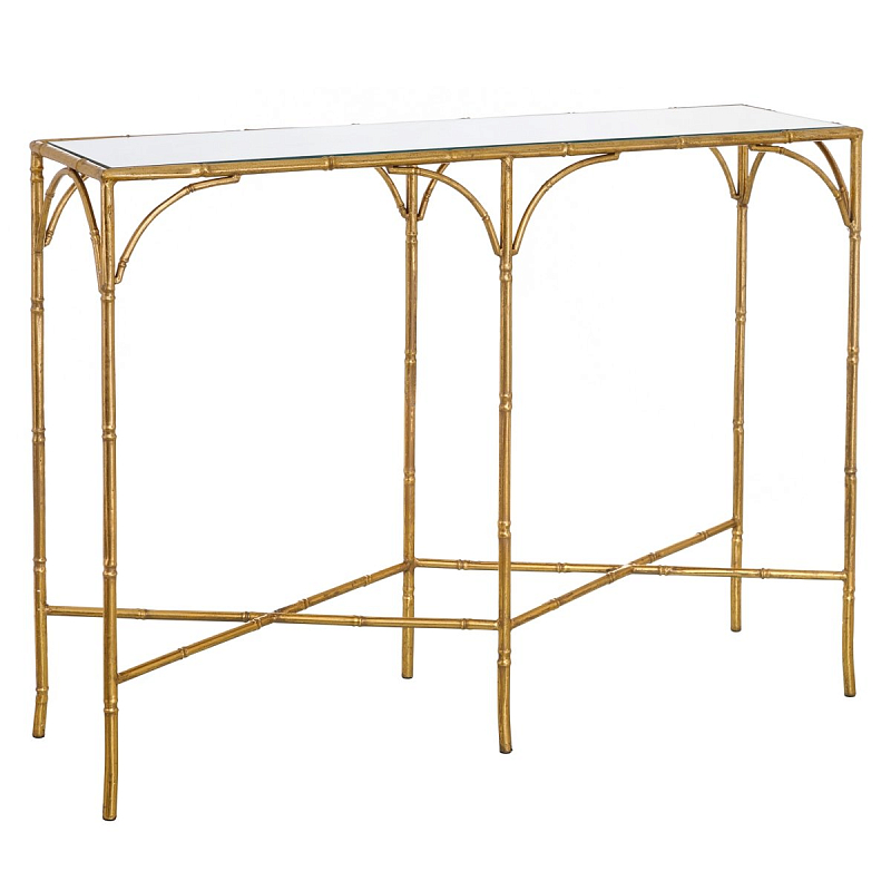 Консоль Metal Bamboo Console Золотой Прозрачное Стекло Консоль Metal Bamboo Console Золотой Прозрачное Стекло в Кирове | Loft Concept