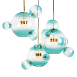 Люстра подвесная с прозрачными бирюзовыми стеклянными шарами и круглым основанием 3 лампы Giopato & Coombes варинант исполнения - 5 | Loft Concept в Кирове