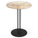 Стол журнальный круглый с бежевой столешницей из стекла Beige Marble варинант исполнения - 1 | Loft Concept в Кирове
