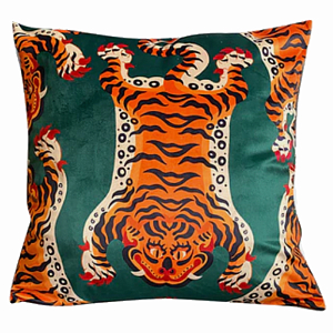 Подушка Тибетский Тигр на Зеленом фоне TIBETAN TIGER