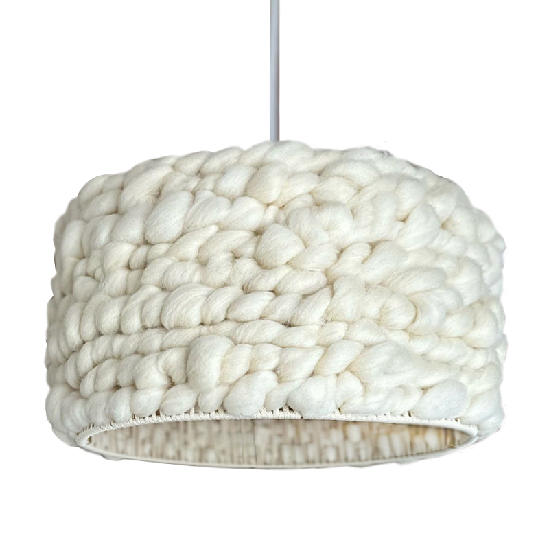 Вязаный шерстяной светильник Knitted wool lamp Cylinder Молочный Вязаный шерстяной светильник Knitted wool lamp Cylinder Молочный в Кирове | Loft Concept