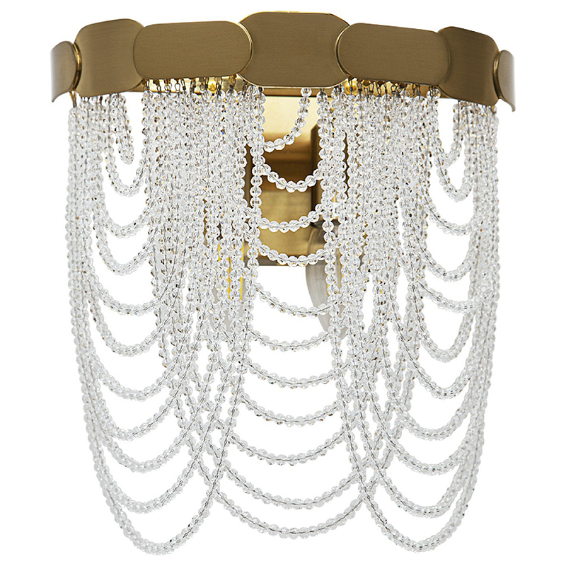 Бра с хрустальными подвесками Riche Crystal Metal Wall Lamp Латунь Прозрачный Бра с хрустальными подвесками Riche Crystal Metal Wall Lamp Латунь Прозрачный в Кирове | Loft Concept
