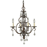 Люстра бронзового цвета с 4-мя лампами и подвесками из оптического стекла в классическом стиле Feiss варинант исполнения - 1 | Loft Concept в Кирове