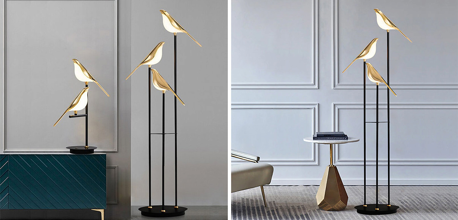 Торшер с золотыми птичками NOMI Three birds Торшер с золотыми птичками NOMI Three birds - Loft-Concept в Кирове