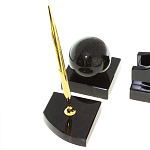 Настольный письменный набор из чёрного обсидиана с декором в виде льва Golden Lion варинант исполнения - 5 | Loft Concept в Кирове