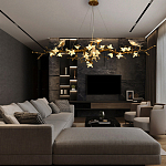 Люстра в виде золотой ветки с цветами и птичками Marvelous Garden варинант исполнения - 1 | Loft Concept в Кирове