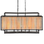 Люстра прямоугольной формы с чёрным каркасом и вставкой из плетеного материала Cage for Light варинант исполнения - 1 | Loft Concept в Кирове