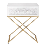 Приставной столик с выдвижным ящиком  White Table Carved Pattern варинант исполнения - 4 | Loft Concept в Кирове