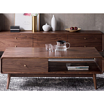 Кофейный стол из дерева с ящиком и нишей для хранения Coffee Walnut Table варинант исполнения - 1 | Loft Concept в Кирове