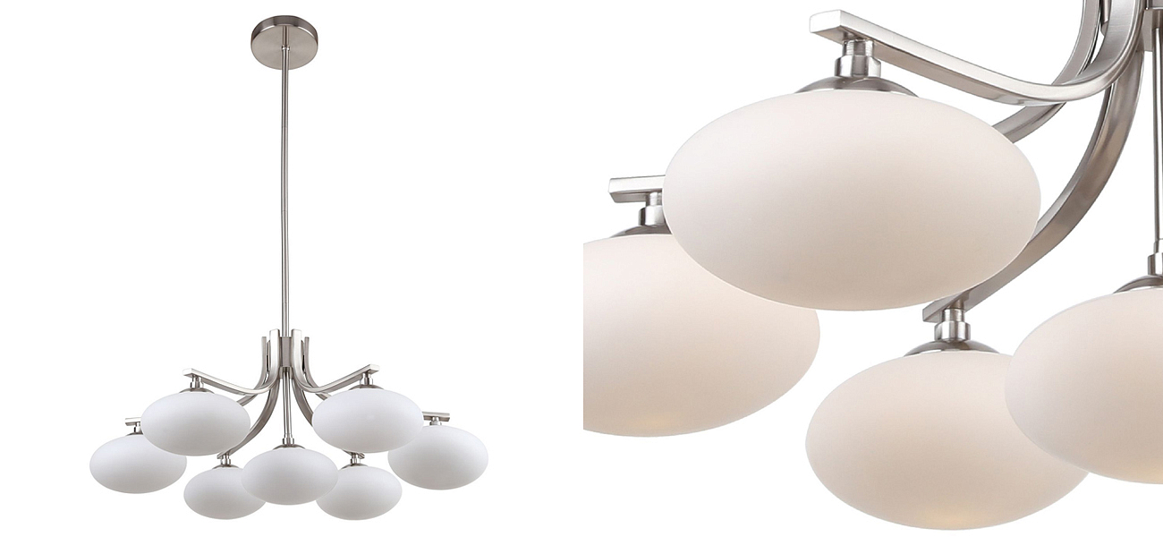 Люстра с овальными белыми плафонами Mushrooms Lamp Люстра с овальными белыми плафонами Mushrooms Lamp - Loft-Concept в Кирове