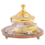 Икорница с декором "Осетр" с гравировкой на подставке из натурального камня Агат Decorative Cavair Dishes варинант исполнения - 1 | Loft Concept в Кирове