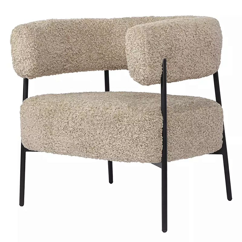 Кресло полукруглое мягкое с буклированной обивкой Armchair with Boucle Upholstery Бежевый Кресло полукруглое мягкое с буклированной обивкой Armchair with Boucle Upholstery Бежевый в Кирове | Loft Concept