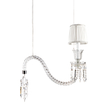 Подвесной светильник с белым текстильным абажуром и изогнутым хрустальным основанием с подвесками Lustre Reverie варинант исполнения - 1 | Loft Concept в Кирове