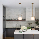 Подвесной светильник с белым плафоном в форме шара в арочной подвеске Hinkley варинант исполнения - 19 | Loft Concept в Кирове