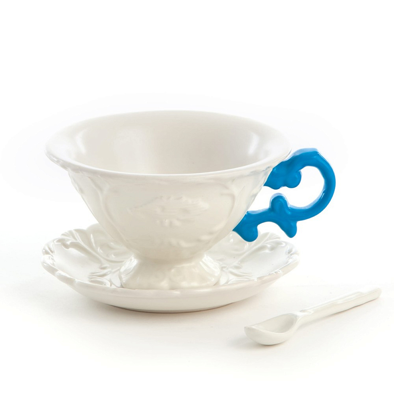 Чайная пара Seletti I-Tea Blue Белый Голубой Чайная пара Seletti I-Tea Blue Белый Голубой в Кирове | Loft Concept