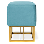 Пуф квадратный голубой велюр на золотом металлическом основании Celeste Blue варинант исполнения - 2 | Loft Concept в Кирове