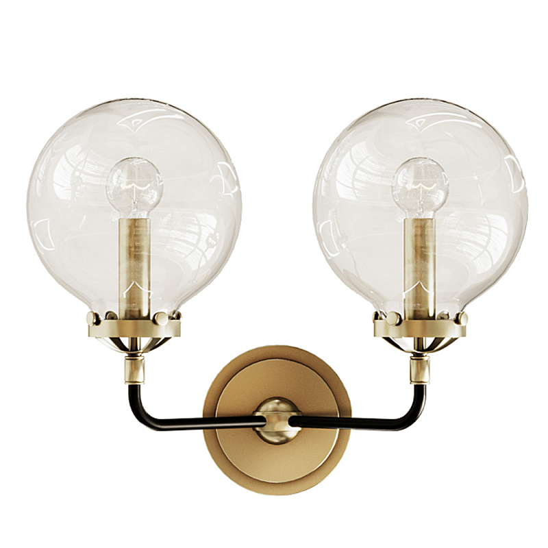 Бра Бистро Globe Clear Glass Double Sconce Brass  в Кирове | Loft Concept 