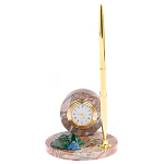 Часы настольные с шариковой металлической ручкой из натурального камня Stone Clock варинант исполнения - 7 | Loft Concept в Кирове