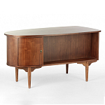 Дизайнерский письменный стол округлой формы с 4-мя ящиками и дверкой с полочками Rili варинант исполнения - 1 | Loft Concept в Кирове