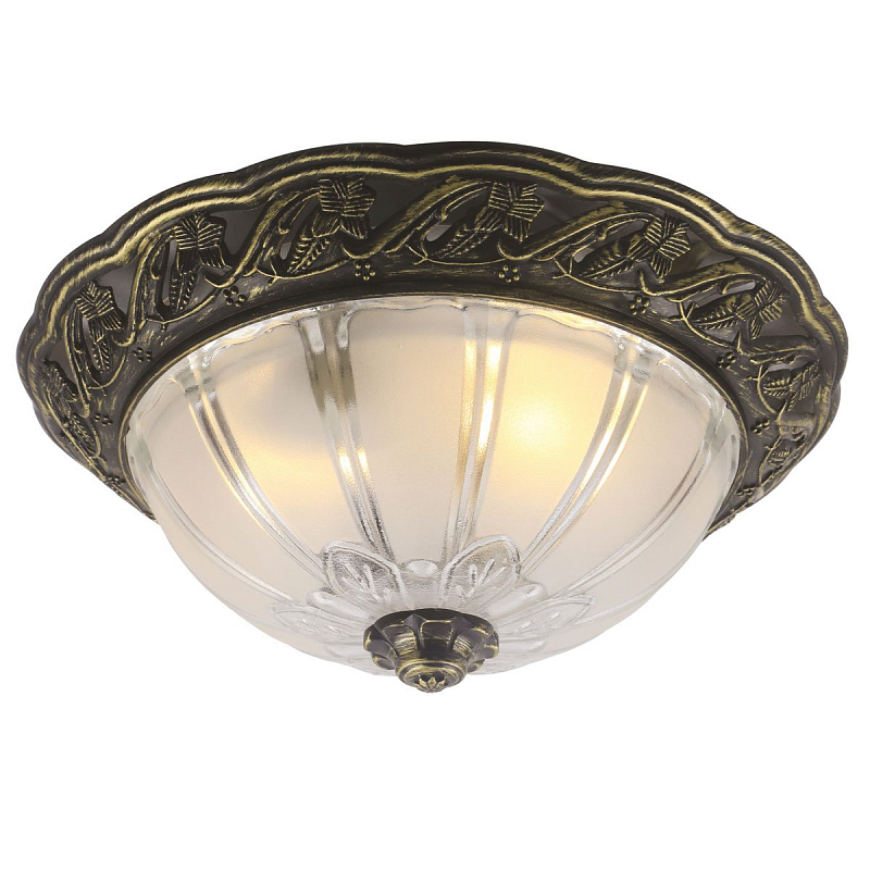 Потолочный светильник Flush Mount Ceiling Light bronze corrugated glass Античная Бронза Потолочный светильник Flush Mount Ceiling Light bronze corrugated glass Античная Бронза в Кирове | Loft Concept