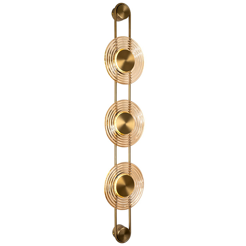 Бра со стеклянными плафонами в форме дисков Savio Brown Glass Trio Disc Light Светло-коричневый Латунь Бра со стеклянными плафонами в форме дисков Savio Brown Glass Trio Disc Light Светло-коричневый Латунь в Кирове | Loft Concept