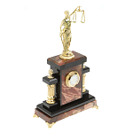 Часы настольные бронзовые из натурального камня Яшма с декором в виде Фемиды Themis Stone Clock варинант исполнения - 2 | Loft Concept в Кирове