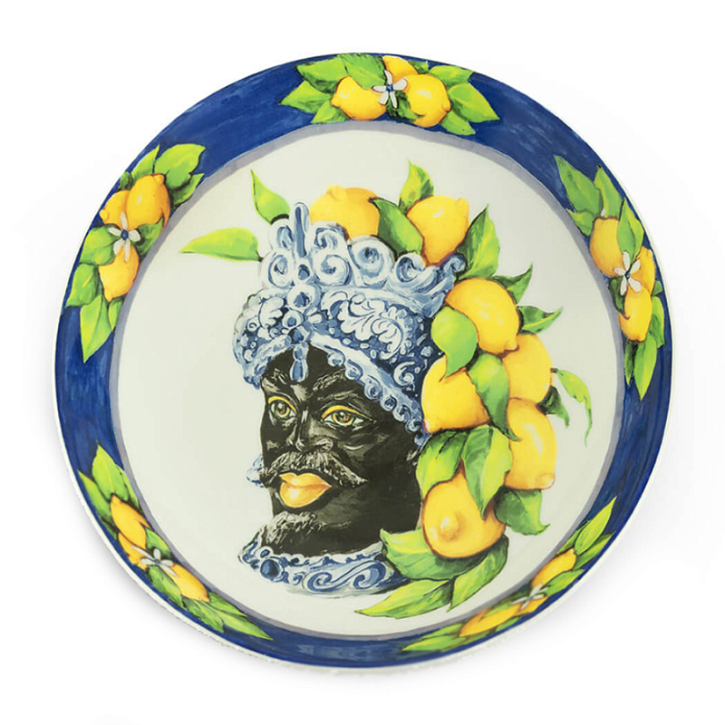 Тарелка Abhika SOUP PLATE MORO HEAD D 22,5 Blue Темно-синий Желтый Тарелка Abhika SOUP PLATE MORO HEAD D 22,5 Blue Темно-синий Желтый в Кирове | Loft Concept