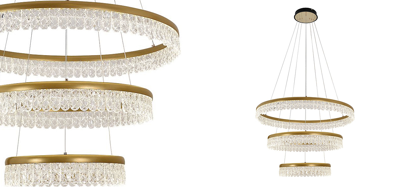 Светодиодная люстра из 3-х колец Pettico Gold Светодиодная люстра из 3-х колец Pettico Gold - Loft-Concept в Кирове