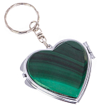 Зеркало брелок складное двухстороннее в форме сердца из натурального камня Малахит Stone Mirrors варинант исполнения - 1 | Loft Concept в Кирове