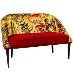 Диван двухместный из натурального бука красный с цветным принтом Impressionism in Art варинант исполнения - 3 | Loft Concept в Кирове