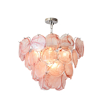 Люстра с каскадом из круглых розовых стеклянных дисков Pink Light Waterfall варинант исполнения - 3 | Loft Concept в Кирове