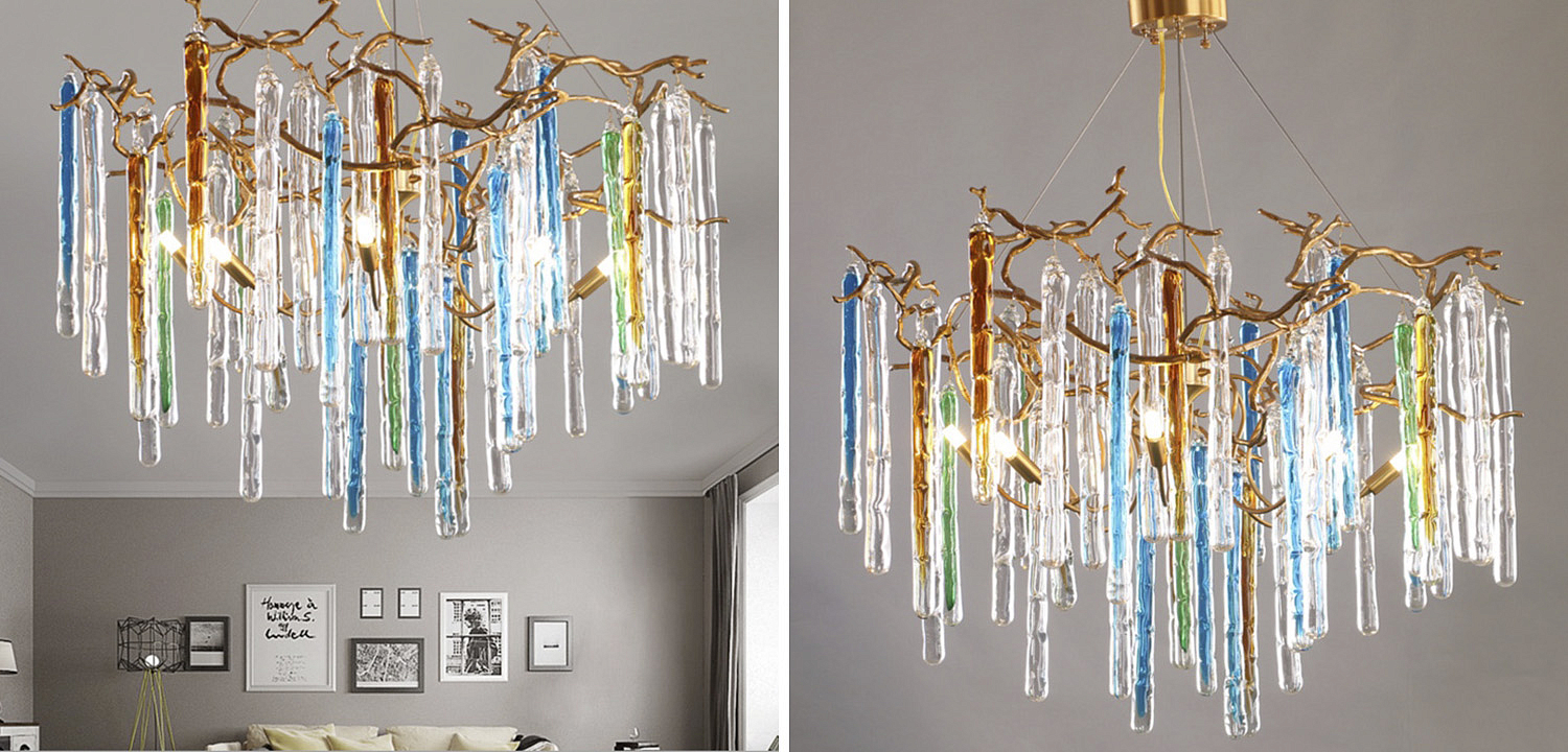 Люстра Waterfall Chandelier Blue Люстра Waterfall Chandelier Blue - Loft-Concept в Кирове