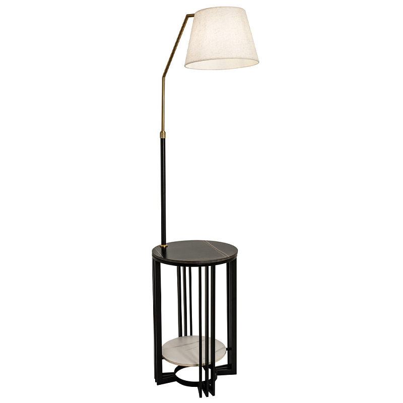 Торшер с абажуром и приставным столом Tore Lighting and Furniture Floor Lamp Бежевый Черный Торшер с абажуром и приставным столом Tore Lighting and Furniture Floor Lamp Бежевый Черный в Кирове | Loft Concept