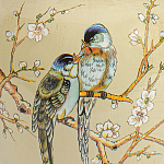 Настольная лампа бежевая с изображением птиц Slip Away варинант исполнения - 6 | Loft Concept в Кирове