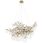 Подвесная люстра в виде ветвей деревьев золотого цвета с прозрачными подвесками-каплями 10 и 14 ламп Droplet Chandelier варинант исполнения - 3 | Loft Concept в Кирове
