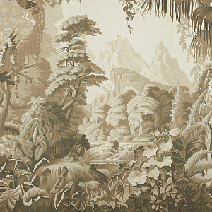 Обои ручная роспись L'Eden Sepia on scenic paper