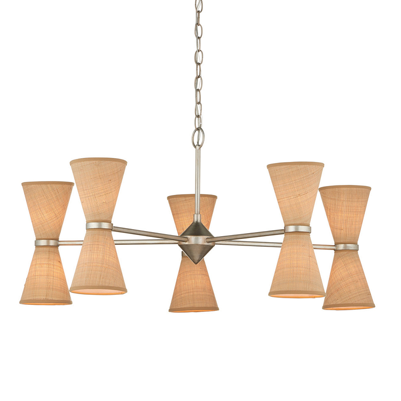 Люстра серебряного цвета с тканевыми абажурами Loft Rope Light Серебряный Бежевый Люстра серебряного цвета с тканевыми абажурами Loft Rope Light Серебряный Бежевый в Кирове | Loft Concept
