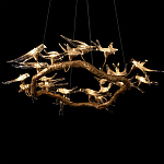 Люстра подвесная с прозрачными стеклянными птичками на ветвях Диаметр 100 см Serip Voa варинант исполнения - 9 | Loft Concept в Кирове