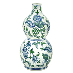 Ваза фигурная с сине-зелеными узорами распустившихся цветов Blossoming Spring варинант исполнения - 1 | Loft Concept в Кирове