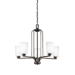 Люстра бронзового цвета с 5-ю матовыми стеклянными плафонами Generation Lighting варинант исполнения - 1 | Loft Concept в Кирове