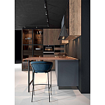 Комбинированный кухонный гарнитур сине-серого цвета с фасадом под дерево Benjamin Kitchen Set варинант исполнения - 5 | Loft Concept в Кирове