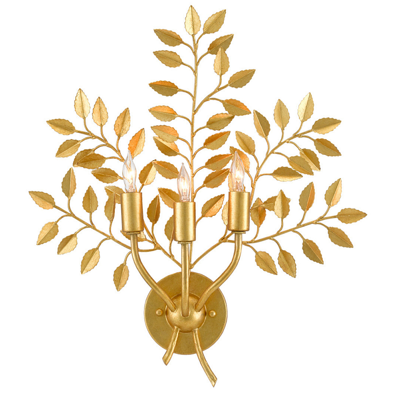 Бра с 3-мя лампами и декором в виде веток с листьями Little Twigs Золотой в Кирове | Loft Concept 