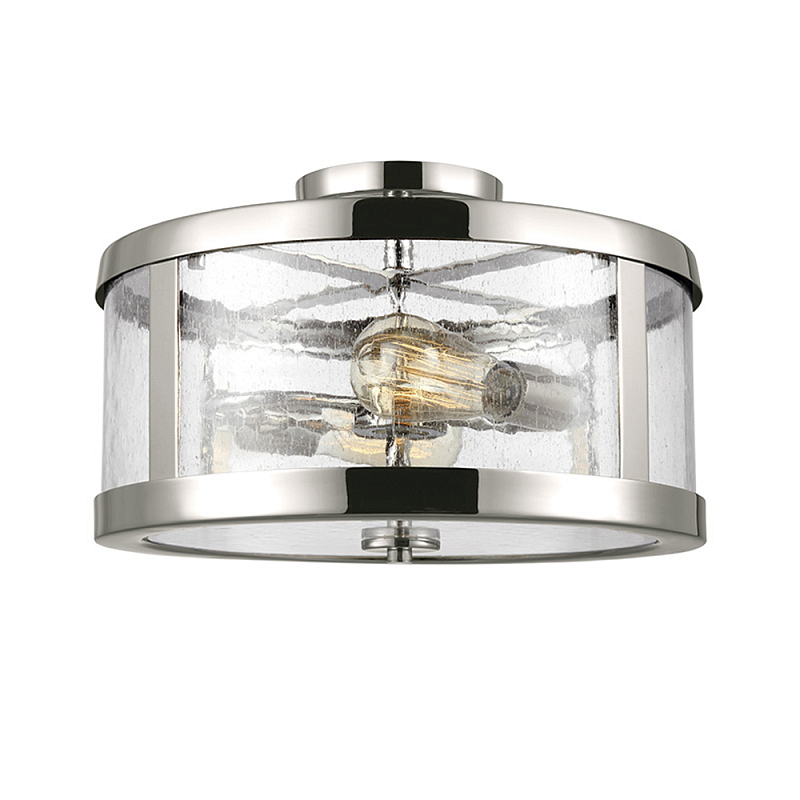 Потолочный светильник с цилиндрическим плафоном из прозрачного пузырькового стекла Feiss Никель Прозрачное Стекло в Кирове | Loft Concept 