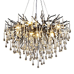 Люстра черная с прозрачными стеклянными подвесками в форме капель FAIRYTREE Light варинант исполнения - 3 | Loft Concept в Кирове