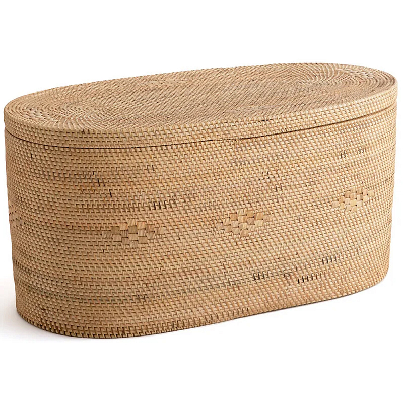 Плетеная овальная корзина с крышкой Shani Rattan Basket Бежевый Плетеная овальная корзина с крышкой Shani Rattan Basket Бежевый в Кирове | Loft Concept