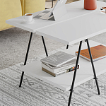 Стол журнальный с белой прямоугольной столешницей и полкой ESSEL WHITE варинант исполнения - 3 | Loft Concept в Кирове