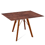 Стол обеденный с коричневой прямоугольной столешницей из керамики на четырех деревянных ножках Brown Ceramics варинант исполнения - 1 | Loft Concept в Кирове