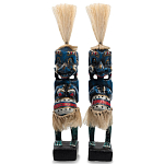 Комплект из 2-х деревянных статуэток Asmat Straw Headdress Statuettes Blue Colorful Tattoo варинант исполнения - 1 | Loft Concept в Кирове