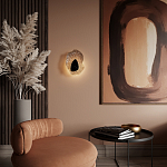 Бра с волнообразным стеклянным плафоном и вставкой из мрамора Liquid Stone варинант исполнения - 15 | Loft Concept в Кирове